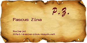 Pascus Zina névjegykártya